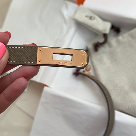 NWT Hermes Kelly 18 belt in etoupe with rose gold hardware - Picture 4 of 10